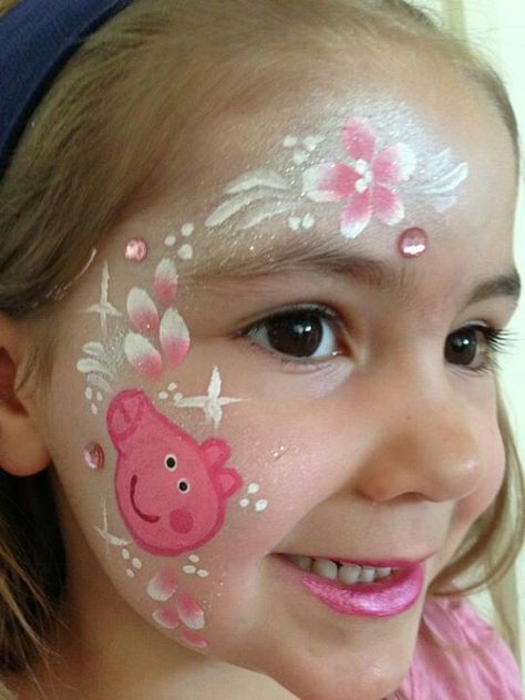 Peppa pig face paint Pig Face Paint, Face Paint Easy, Cheek Art, Girl Face Painting, Pig Birthday Party, Pig Face, Peppa Pig Birthday Party, Paint Easy, Face Painting Easy