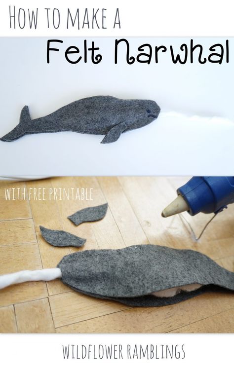 How to make a Felt Narwhal - Wildflower Ramblings New Narwhal Pictures, N Is For Narwhal, Arctic Animals Crafts, Christmas Shoebox, Animal Templates, Felt Animal, Turtle Pattern, Felt Mouse, Beginning Sounds