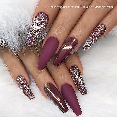 (paid link) YouCam Nails: Your #1 clear Nail Beauty Salon Pretty Sparkly Nails, Burgundy Nail Designs, Posh Nails, Purple Nail, Fall Acrylic Nails, Burgundy Nails, Coffin Nails Long, Nail Designs Glitter, Acrylic Nails Coffin