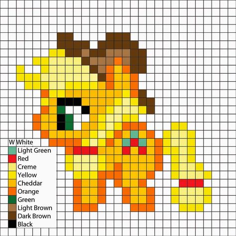 Perler Mania: My Little Pony, Friendship is Magic: Applejack My Little Pony Perler Beads, Mlp Pixel Art, Mlp Perler Beads, Perler Pattern, Easy Perler Beads Ideas, Easy Pixel Art, Art Perle, Pixel Art Templates, Pony Bead Patterns