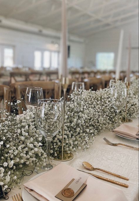 Tables Decorations Wedding, Wedding Beige Decoration, Gypsophila Table Runner, Gipsofila Wedding Decoration, Gypsophilia Table Wedding, Baby Breathe Center Piece Wedding, Babies Breath Table Decor, Beige Wedding Decoration, Gypsophila Table Decorations