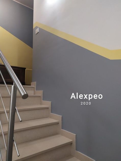 Staircase Wall Design, Geometric Wall Paint, Boys Dorm Room, Painted Staircases, Reception Desk Design, Interior Staircase, Staircase Wall, School Interior, Home Remodeling Diy