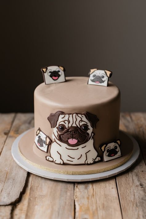 Perfect Pug Cake Designs for a Paw-some Birthday Pug Cake Topper, Dog Birthday Cake Ideas, Pug Cake, Charming Personality, Dog Birthday Cake, Pug Art, Playful Decor, Birthday Cake Ideas, Dog Cake