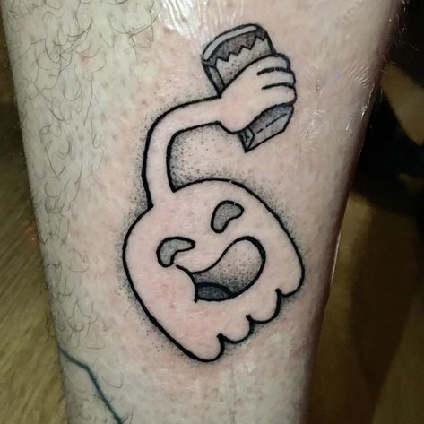 Hi Five Ghost Tattoo, Easy Men Tattoo Ideas, Regular Show Matching Tattoos, High Five Ghost Tattoo, Regular Show Tattoo Ideas, Weirdcore Tattoo, High Five Ghost, Regular Show Tattoo, Fallout 4 Tattoos