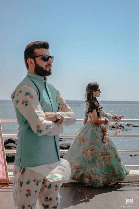 Introducing latest Color Coordinated Outfits for Couples. #weddingbazaar #indianwedding #colorcoordinatedoutfitforcoupleaesthetic #colorcoordinatedoutfitforcoupleblack #colorcoordinatedoutfitforcouplewedding #colorcoordinatedoutfitforcouplecasual #colorcoordinatedoutfitforcouplepictures #colorcoordinatedoutfitforcouplepink #colorcoordinatedoutfitforcouplered #colorcoordinatedoutfitforcoupleindian #colorcoordinatedoutfitforcouplepastel #colorcoordinatedweddingoutfitforcouple #colorcoordinated Coordinated Outfits For Couples, Color Coordinated Outfits For Couples, Haldi Dress For Groom, Mehndi Outfit Ideas, Color Coordinated Outfits, Outfits For Bride, Photos With Bridesmaids, Engagement Dress For Groom, Wedding Matching Outfits