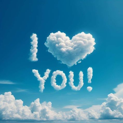 Love Sky Wallpaper, Lovely Background For Editing, I Love Clouds, Sky Lover Word, I Love You Clouds, Heart Clouds Sky, Love Clouds, Drawing Sunset, Heart Cloud