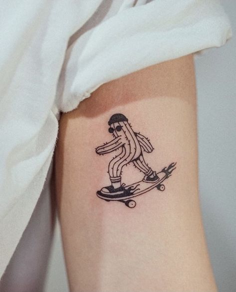 Skateboard Tattoo, Basic Tattoos, Doodle Tattoo, Plant Tattoo, Weird Tattoos, Cool Small Tattoos, Small Tattoos For Guys, Funny Tattoos, Tattoo Life