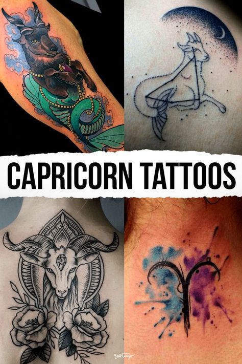 As a Capricorn, you’ve probably thought about getting a tattoo for a while now, but there’s a good chance you haven’t committed to a design yet. From sea-goat tattoos to star constellations, there are lots of different tattoo ideas and designs to choose from, so look to your horoscope and astrology for inspiration for your next ink. Star Sign Tattoos Capricorn, Capricorn Symbol Tattoo For Women, Capricorn Hand Tattoos For Women, Tattoo Ideas Astrology Zodiac Signs, Capricorn Inspired Tattoos, Capricorn Sign Tattoo For Women, Capicorn Tatoos Ideas For Women, Seagoat Tattoo Capricorn, Constellation Tattoo Capricorn