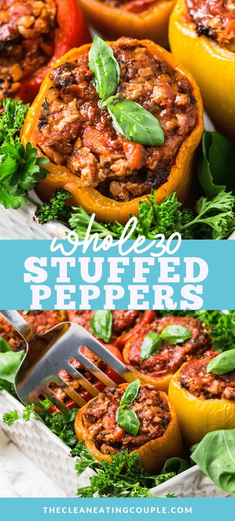 Paleo Stuffed Peppers, Easy Italian Dinner, Ground Turkey Stuffed Peppers, Paleo Menu, Crockpot Stuffed Peppers, Instant Pot Slow Cooker, Stuffed Peppers Healthy, Stuffed Peppers Turkey, Whole 30 Meal Plan