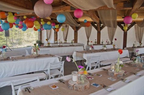 Pavillion Decorations, Pavilion Decorating Ideas, Park Pavilion Decorations Birthday, Diy Campground, Camping Wedding Ideas, Dillon Colorado, Colorado Food, Mason Jar Glasses, Campground Wedding