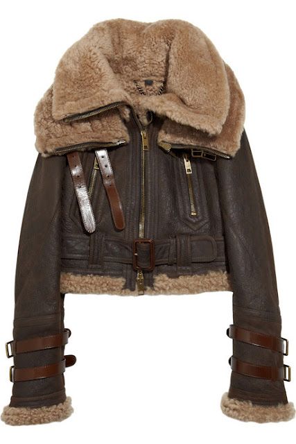 Burberry Shearling Aviator Jacket. Want. Burberry Prorsum, Aviator Jackets, Brown Leather Jacket, Shearling Jacket, Mode Vintage, Mode Style, Outfit Inspirationen, Fashion Inspo Outfits, Fur Coat