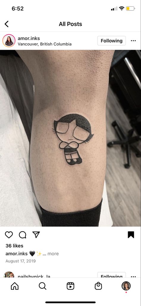 Buttercup Tattoo Powerpuff Black And White, Buttercup Powerpuff Tattoo, Buttercup Tattoo Powerpuff, Powerpuff Tattoo, Buttercup Tattoo, Girl Neck Tattoos, Powerpuff Girl, Power Puff, Puff Girl