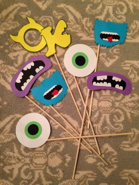 Monsters Inc Photo booth props; Monsters U photo ... | JP Birthday Pa… Monsters Inc Decorations, Monster University Party, Monsters Inc Baby Shower, Monsters Inc Baby, Monster Inc Birthday, Monster Inc, Monster Birthday Parties, Fiesta Tropical, Monster Theme