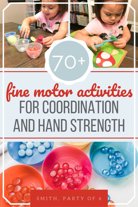 70+ Fine Motor Activities to Build Hand Strength and Coordination Home Preschool, Coordination Activities, Fine Motor Activities For Kids, Preschool Fine Motor, Gross Motor Activities, Fine Motor Skills Activities, Motor Skills Activities, Easy Arts And Crafts, Preschool Themes