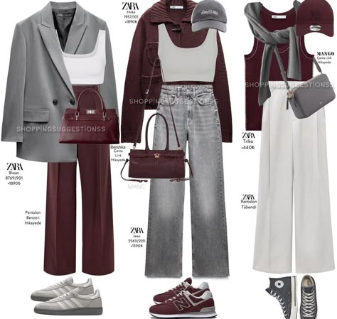 Burgundy Color Combinations, Outfit Bordeaux, Bordeaux Outfit, Airplane Outfits, Style College, Burgundy Outfit, Colour Combinations Fashion, Combination Fashion, Winter Fashion Outfits Casual