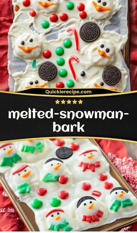 This melted snowman bark is the best bark for a fun holiday treat. Colorful, cute, and sweet, it’s the ultimate bark for Christmas dessert tables Snowman Bark, Christmas Bark, Fun Holiday Treats, White Almond Bark, Christmas Dessert Table, Melted Snowman, Almond Bark, Baking Project, Baking With Kids