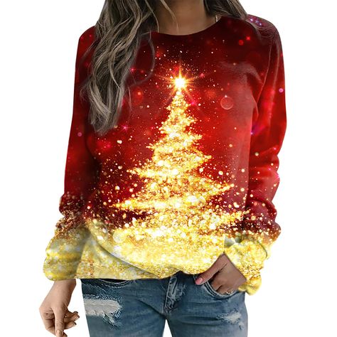 Christmas Outfits For Women Casual, Cute Christmas Outfits For Women Casual, Cute Christmas Outfits For Women, Cute Christmas Outfits, Tree Sweater, Bleu Violet, Estilo Chic, Sale Store, Tonga