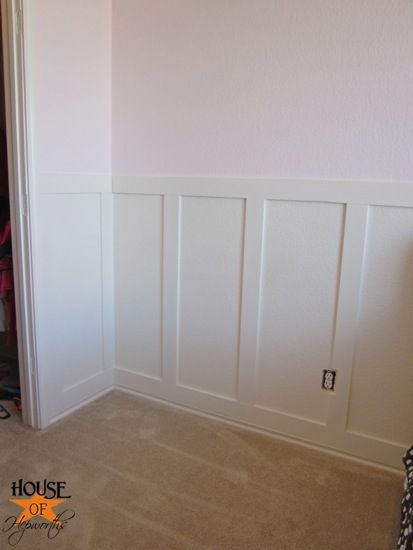 White board and batten (but going higher - 3/4 of the way up the wall) with a light soft pink above. Pink Panelling Bedroom, Board And Batten Diy, Batten Diy, White Wall Paneling, Shabby Bedroom, Nursery Accent Wall, House Maintenance, Batten Wall, White Wainscoting