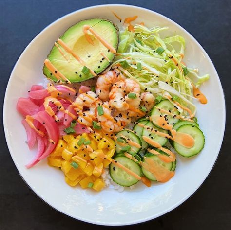 Spot Prawn Poke Bowl Prawn Poke Bowl, Spot Prawns, Salmon Dip, Albacore Tuna, Sockeye Salmon, Dungeness Crab, Frozen Seafood, Cooking White Rice, Pickled Red Onions