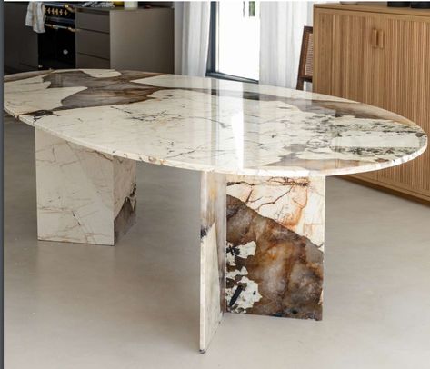 Calacatta Dining Table, Diy Marble Dining Table, Marble Wood Table, Marble Dinner Table, Marble Table Dining, Marble Furniture Design, Granite Furniture, Marble Tables, Marble Top Dining Table