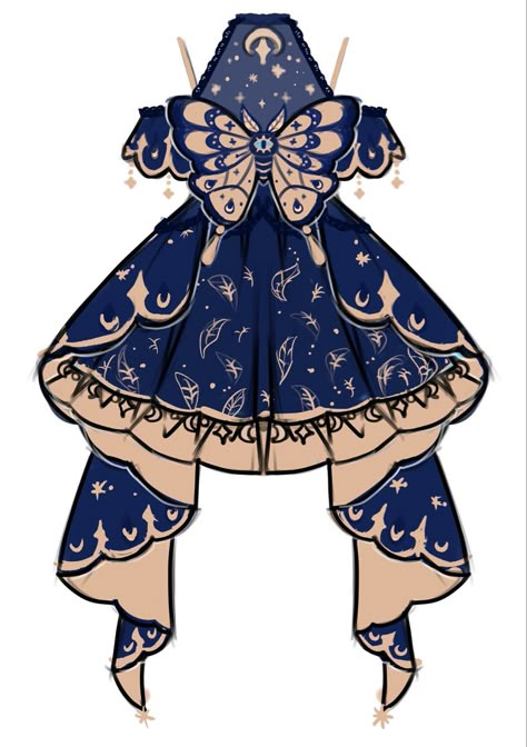 Moth Dress, Digital Outfits, Moon Moth, Oc Stuff, Clothing Sketches, Desired Reality, Art Outfits, Dress Design Drawing, Clothing Design Sketches