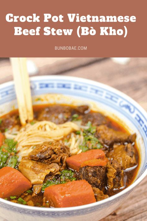 Beef Chuck Stew, Bo Kho, Vietnamese Beef Stew, Vietnamese Beef, Crockpot Recipes Beef Stew, Asian Beef, Beef Stew Crockpot, Soup Dish, Slow Cooker Beef Stew