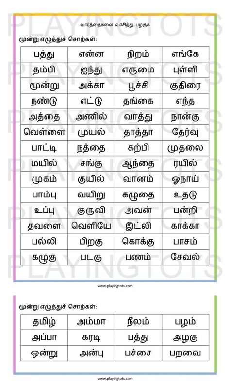 Tamil 2 Letter Words, Three Letter Words In Tamil, Tamil Worksheet, Tamil Learning, 2 Letter Words, Two Letter Words, Three Letter Words, Short Stories For Kids, 2 Letter