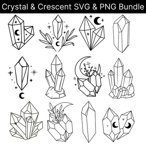 Minimalist Crystal Tattoo, Doodle Crystal, Crystals Drawings, Witchy Vector, Crystal Line Art, Crystal Doodles, Witchy Drawings Simple, Crystals Drawing, Crystal Drawings