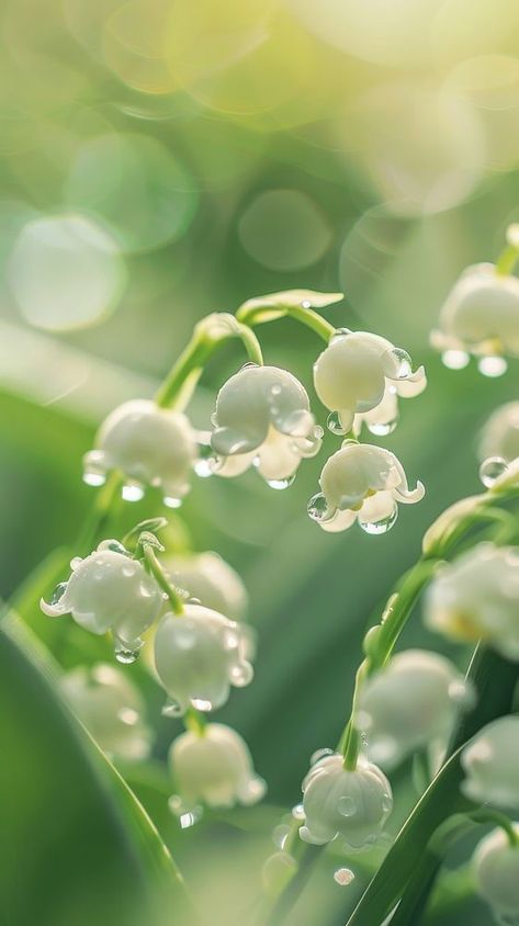 Water droplet on lily of the valley flower outdoors blossom. | premium image by rawpixel.com / Ling Wallpaper Lily Of The Valley, Spring Iphone Wallpaper, Flower Rain, Alice Liddell, Wallpapers For Mobile Phones, Lily Of The Valley Flowers, Valley Flowers, Wallpaper Green, Water Droplets