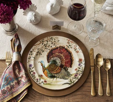 All Thanksgiving Decor | Pottery Barn Pottery Barn Thanksgiving, Thanksgiving Dinner Plates, Thanksgiving Dinnerware, Spode Woodland, Turkey Plates, Thanksgiving Plates, Construction Crafts, Turkey Thanksgiving, Thanksgiving Table Settings