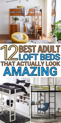 Here are our favorite loft beds for adults that're perfect for small bedrooms. Thought bunk beds were only for kids? Nope! You can enjoy trendy loft beds and save space at the same time. #smallrooms #bunkbeds #bedroomdecor Loft Beds For Adults, Loft Bed Ideas For Small Rooms, Loft Beds For Kids, Loft Bed Ideas, Small Bedroom Bed, Adult Loft Bed, Lofted Dorm Beds, Loft Beds For Teens, Cool Loft Beds