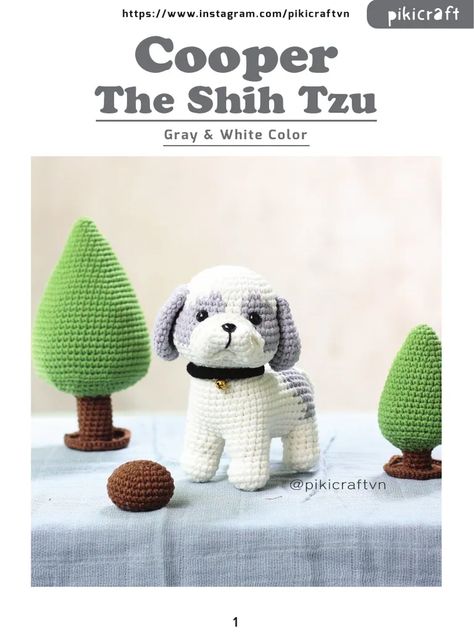 Perro Crochet Tutorial Pattern, Crochet Dog Patterns, Crochet Needlework, Crochet Animals Free Patterns, Kawaii Crochet, Shih Tzu Dog, Yarn Tail, Fun Crochet Projects, Double Crochet Stitch