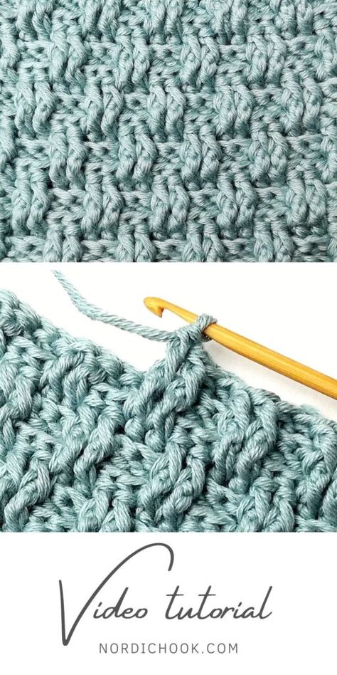 The mini basket weave stitch - Nordic Hook - Free crochet stitch tutorial Crochet Zig Zag, Basket Weave Crochet, Crochet Stitch Tutorial, Basketweave Stitch, Crochet Stitches For Blankets, Easy Crochet Blanket, Stitch Tutorial, Crochet Stitches Video, Crochet Stitches For Beginners