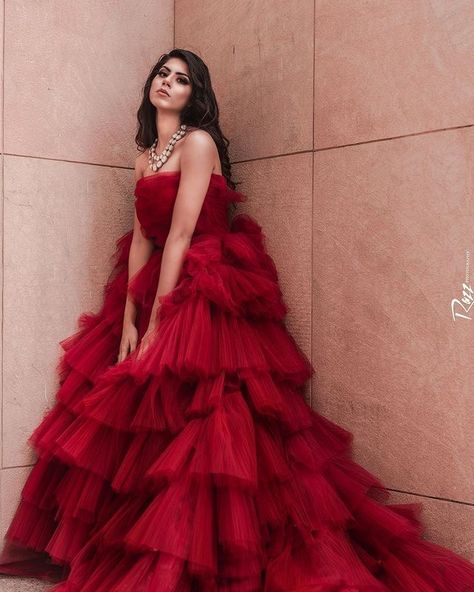 Red Fairytale Dress, Red Gown Photoshoot, Rapunzel Wedding Dress, Red Dress Design, Glamorous Gowns, Indian Culture And Tradition, Gown Designs, Rapunzel Dress, Best Gowns