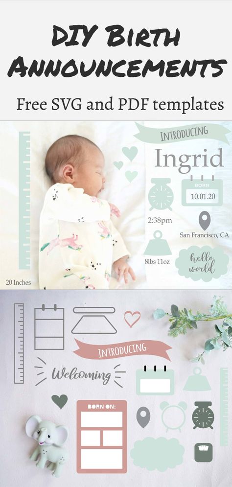 Diy Birth Announcement, Birth Stats Template, Baby Infographic, Baby Birth Cards, Free Birth, Birth Stats Sign, Svg Templates, Birth Announcement Template, Baby Birth Stats