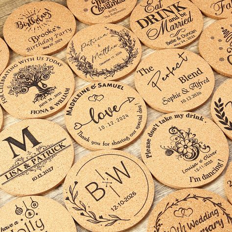 Set of 100 Custom Cork Coaster Wedding Favors for Guests - Etsy Australia Coaster Wedding Favors, Wedding Coasters Favors, Groomsmen Gifts Unique, Wedding Sunglasses, Bulk Wedding Favors, Groomsmen Gift Set, Coaster Designs, Unique Bridal Shower, Wedding Favors Fall