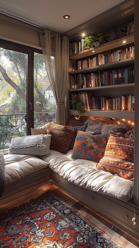 Cozy Corners: Creating a Reading Nook in a Small Apartment - Interitor Conservatory Reading Room, Book Room In House, Family Reading Room, Diy Book Nook Small Spaces, Adult Reading Nook, Kenya Country, Home Reading Room, Money Room, Library Seating