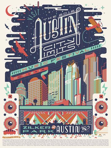 Acl Music Festival, City Postcard, Anderson Design Group, Austin City Limits, Music Festival Poster, Music Fest, Poster Layout, Promotional Design, I'm With The Band