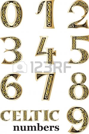 Vector illustration of Celtic numbers set isolated on white background Stock Photo - 14569059 Celtic Numbers Font, Celtic Numbers, Archie Tattoo, Brave Party, Celtic Quilt, Celtic Knot Tattoo, Typography Card, Celtic Ornaments, Number Tattoos