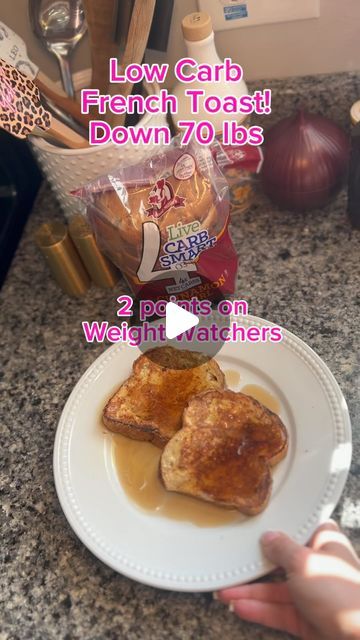 Lia Soprano on Instagram: "This low carb cinnamon French toast recipe is 2 points per slice on Weight Watchers and so delicious! I love @auntmilliesbread Live Carbsmart line, they have so many yummy bread options for my weight health journey! #weightwatchers #weightwatchersrecipe #auntmilliesbread #frenchtoast #frenchtoastrecipe #lowcarb #auntmillies" Ww Easy Breakfast, Ww Homemade Bread, Low Calorie French Toast, Weight Watcher Breakfast Sandwich, Ww French Toast, Weight Watchers French Toast, French Toast Recipe Cinnamon, Weight Watchers Breakfast, Cinnamon French Toast