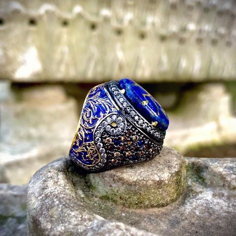 Rococo Men, Baroque Motifs, Men Jewellery, Ornate Ring, Mens Gemstone Rings, Victorian Ring, Men Rings, Rings Handmade, Lapis Lazuli Ring