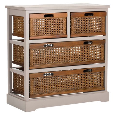 Safavieh Jackson 4 Drawer Storage Unit Wicker Basket Storage Unit, Best Kitchen Design, White Storage Cabinets, Safavieh Furniture, Drawer Storage Unit, Wicker Decor, Wicker Baskets Storage, Drawer Unit, Drawer Storage