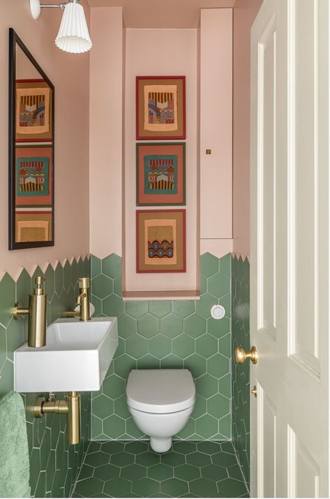 In Situ | A Rum Fellow Small Wc Ideas Downstairs Loo, Farrow And Ball Bathroom, Setting Plaster, Bathroom Rental, Wc Ideas, Small Downstairs Toilet, Bathroom Under Stairs, Sink Decor, Small Toilet Room