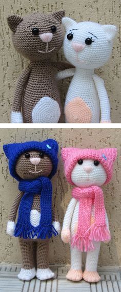 Crochet cat will be a good present for cat-lovers. Make somebody’s day with this wonderful handmade gift! Kat Haken, Crocheted Toys, Crochet Cat Pattern, Basic Skills, Crochet Bear, Ideas Crochet, Crochet Doll Pattern, Hippopotamus, Crochet Cat