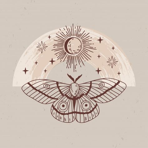 Mystical Moth Tattoo, Esoteric Art Mystic, Moth Logo, Mystical Illustration, Esoteric Logo, Mystic Illustration, Moth Art, Jolie Photo, Boho Art