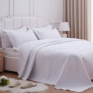 SunStyle Home Queen/Full Size Quilt Bedding Bedding Sets Lightweight Summer Quilt Geometric Pattern Soft Modern Bedspread Coverlet Set for All Seasons, 3 Pieces White (1 Quilt, 2 Pillow Shams) Summer Quilts, Coverlet Set, Quilt Sets, Quilt Bedding, 3 Piece, Bed Spreads, Pillow Shams, Bedding Sets, Beach House