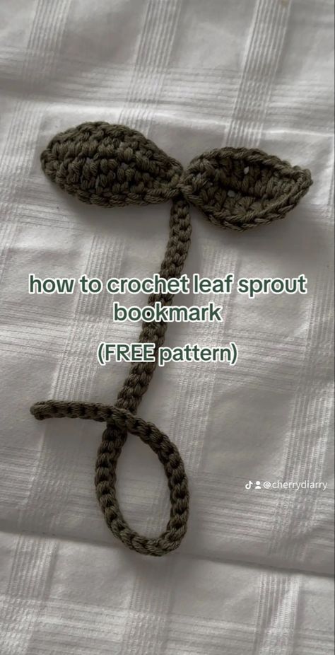 Sprout Crochet Tutorial, Crochet Sprout Tutorial, Crochet Sprout Free Pattern, Sprout Crochet Pattern, Crochet Leaf Sprout, Crochet Sprout, Sprout Bookmark, Free Pattern Crochet, Beginners Crochet