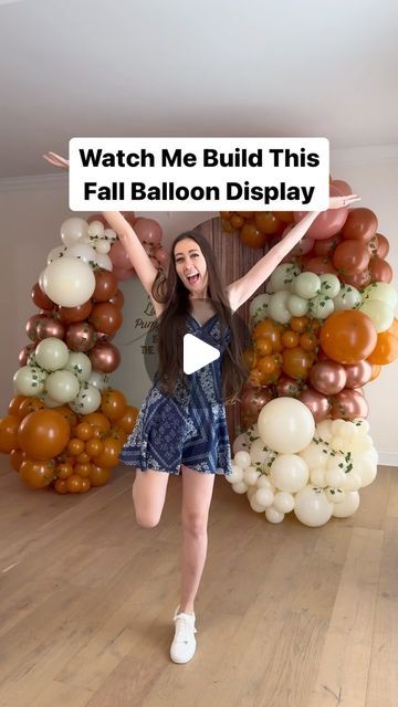 Build this pumpkin themed balloon display with me! 🎃🍂🧡 Balloon Display, Balloon Shop, Baby Shower Pumpkin, Pumpkin Theme, Baby Shower Fall, Balloon Garland, Pumpkin Spice, Halloween Party, Do It