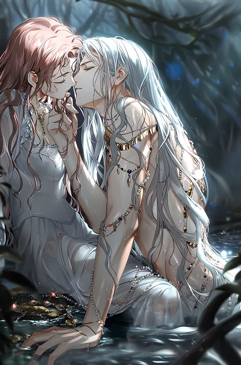 Lakaran Fesyen, Creature Marine, Fantasy Art Couples, Shojo Anime, Fantasy Couples, Romantic Anime Couples, Fesyen Rambut, Romantic Manga, Cute Couple Art