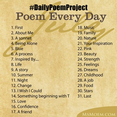 Poetry Topics Ideas, Topics For Poems, Poem Topics Ideas, Poem Journal Ideas, Poetry Inspiration Ideas Poem, Poem Ideas Topics, How To Write Poetry, July Poetry, Poetry Topics